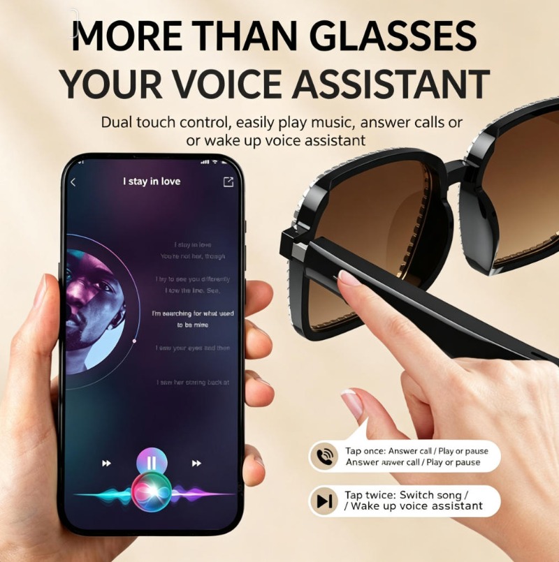 Rhinestone Smart Audio Sunglas - Audio Music Voice review and price