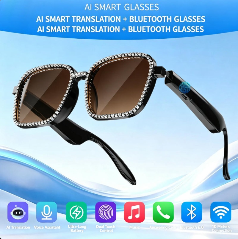 Rhinestone Smart Audio Sunglas - Audio Music Voice review and price