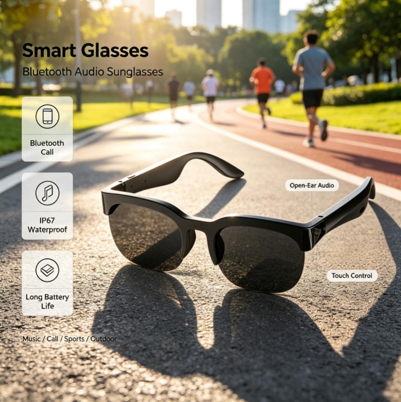 Bluetooth Audio Smart Glasses  - Audio Music Voice review and price