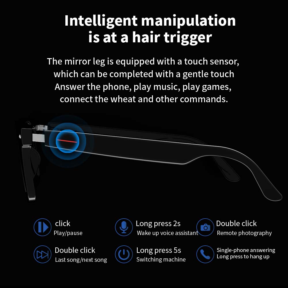 SENBONO E13 Smart Glasses:Blue - Audio Music Voice review and price